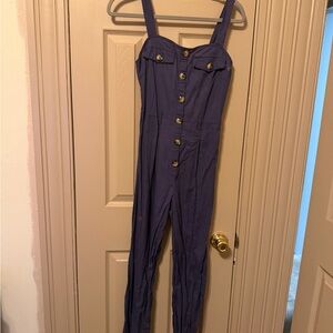 SHEIN Button-Front Purple Jumpsuit